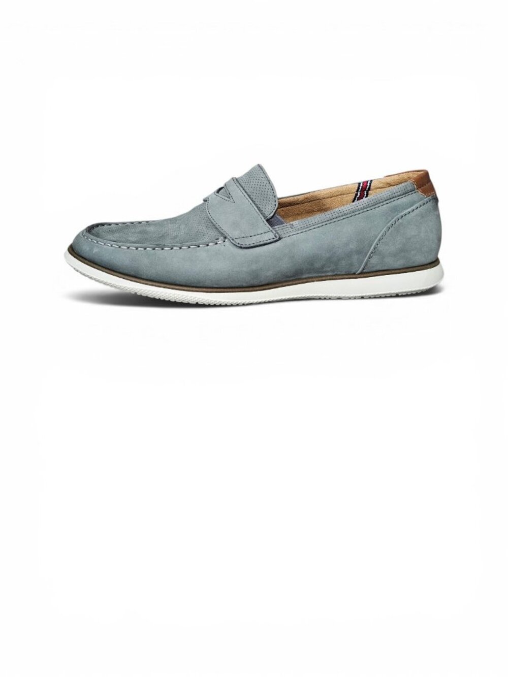 Florsheim Mens Atlantic Moc Toe Nubuck Leather Penny Loafer Slip On Shoe Gray 10